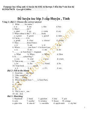 Đề luyện IOE Lớp 3 cấp huyện, tỉnh